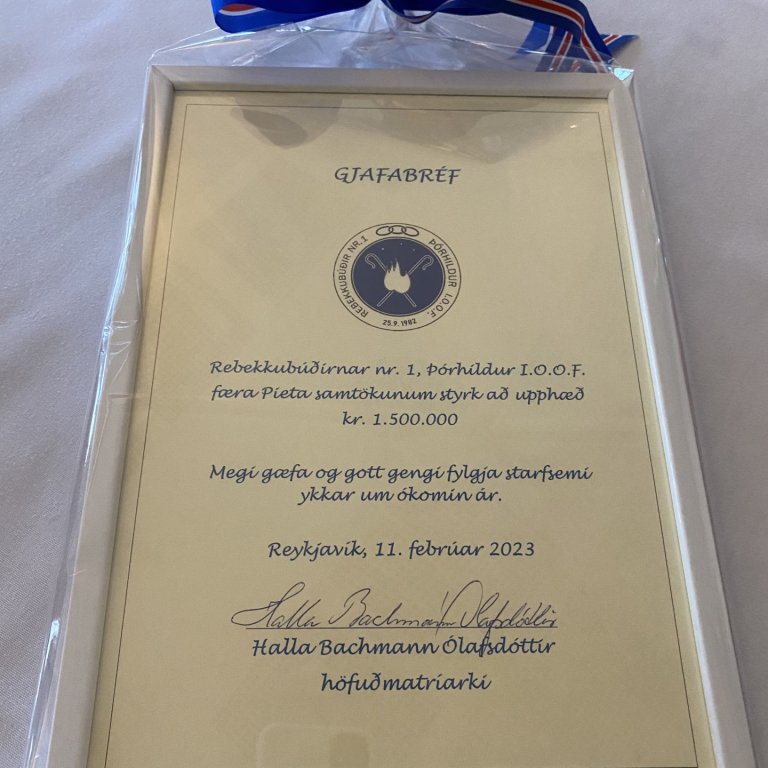 Styrkur frá Rbb. nr. 1, Þórhildur til Píeta samtakanna